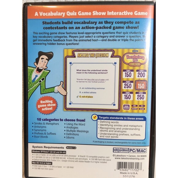 Lakeshore Education Lot of 2 Vocabulary Quiz,Fractions PC/MAC -2 Software Games - Picture 5 of 13